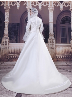 Ivory Hijab Wedding Dress with Trumpet Sleeves