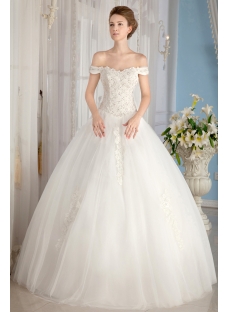 Ivory Off Shoulder Cinderella Ball Gown Wedding Dresses