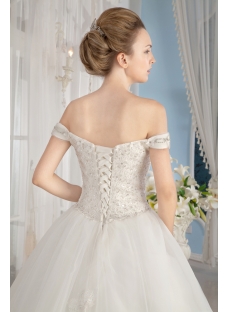Ivory Off Shoulder Cinderella Ball Gown Wedding Dresses