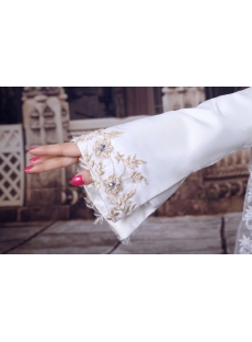 Ivory Winter Hijab Wedding Dress with Long Sleeves