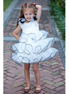 Ivory and Navy Cute Flower Girl Dresses