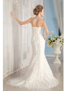 Jeweled Sheath Lace Wedding Gown Dress with Corset