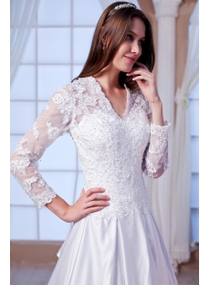 Lace Long Sleeves Modest Winter Wedding Dress 2013
