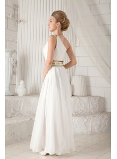 Long Chiffon One Shoulder Ivory Evening Dress with Slit Front