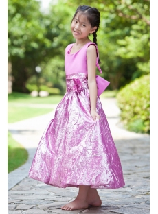 Long Lilac Cheap Flower Girl Gown
