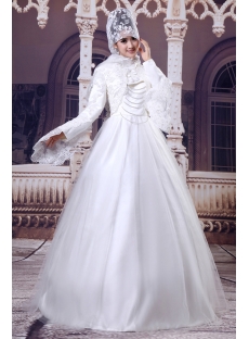 Long Sleeves Lace Islamic Court Bridal Gowns