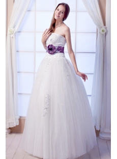 Long Tulle Pretty Quinceanera Dress with Purple Flowers