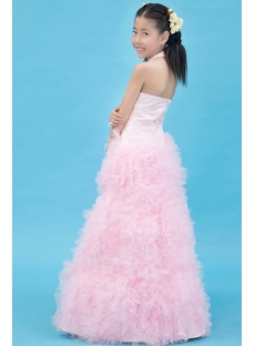 Luxurious Pink Mini Bridal Gown with Halter