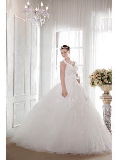 Luxury Puffy Flowers 2013 Bridal Gowns with Straps