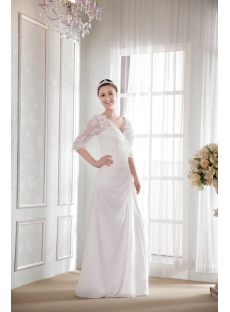 Modest Bridal Gown for Older Lady with Lace Sleeves