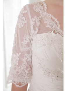 Modest Bridal Gown for Older Lady with Lace Sleeves