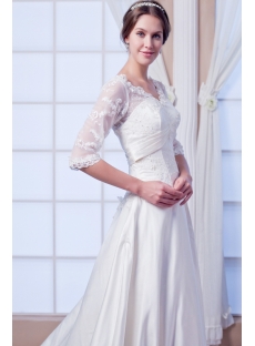 Modest Formal Lace Bridal Gown with Middle Length Sleeves