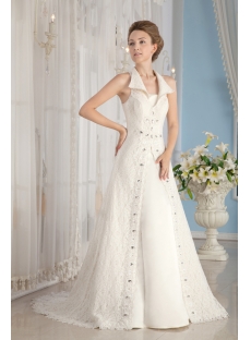 Modest Lace Mature Bridal Gowns with Keyhole
