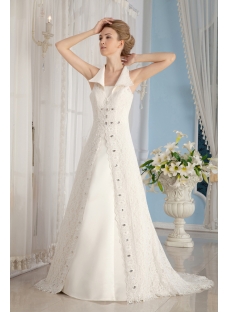 Modest Lace Mature Bridal Gowns with Keyhole