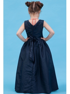 Navy Blue Party Dress for Girl with V-neckline