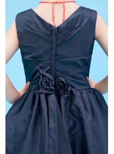Navy Blue Party Dress for Girl with V-neckline