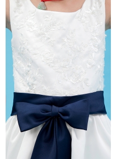 Navy Blue Trim Mini Bridal Dress for Flower Girl