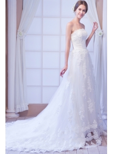 Perfect Strapless Lace Wedding Gowns with Train