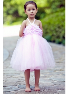 Puffy Short Pink Girl Party Dress with Open Back