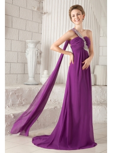Purple One Shoulder Sexy Graduation Dress for College