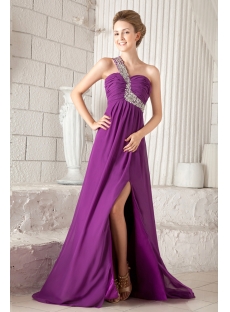 Purple One Shoulder Sexy Graduation Dress for College