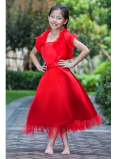 Red Long Cheap Girl Party Dress with Short Jacket