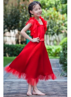 Red Long Cheap Girl Party Dress with Short Jacket