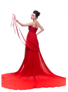 Red One Shoulder Empire Plus Size Prom Dress with Shawl