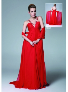 Red Sexy Chiffon Evening Dress with Backless