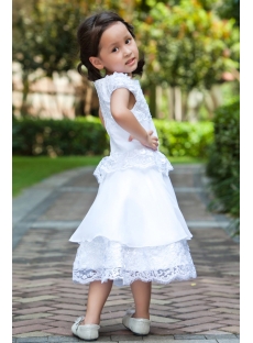 Short Sleeves Luxurious Tea Length Flower Girl Dress
