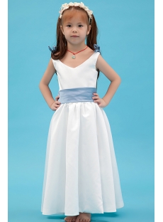 Simple Flower Girl Gown with Lavender Sash