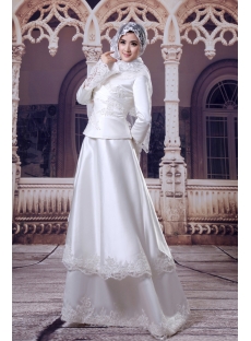 Traditional Muslim Bridal Gown with Long Sleeves