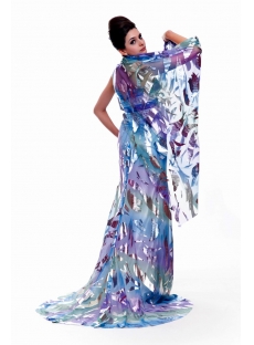 Unique Printed 2011 Prom Dress with Train