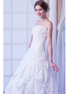 White Strapless Short Ball Gown Wedding Dress