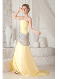 Yellow and Gray 2013 Prom Dresses with Train