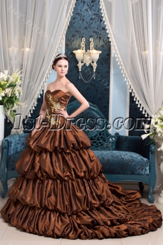 Brown Luxury Best Pretty Quinceanera Dress