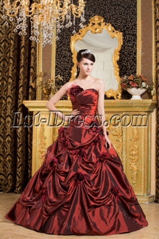 Burgundy Ostrich Feather Quinceanera Dresses 2013 