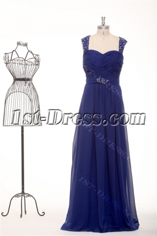 Chic Royal Blue Straps Plus Size Modest Bridesmaid Dresses