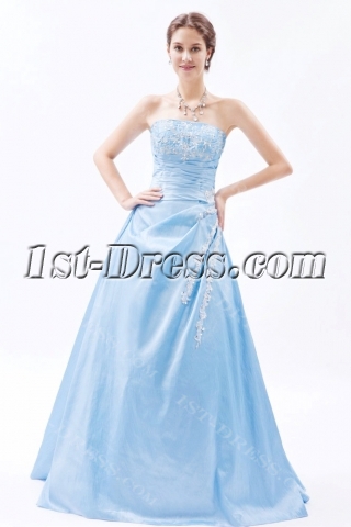 Chic Turquoise Strapless Taffeta 2014 Quinceanera Dress with Corset