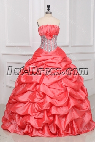 Exquisite Watermelon Princess Quince Gown Dress