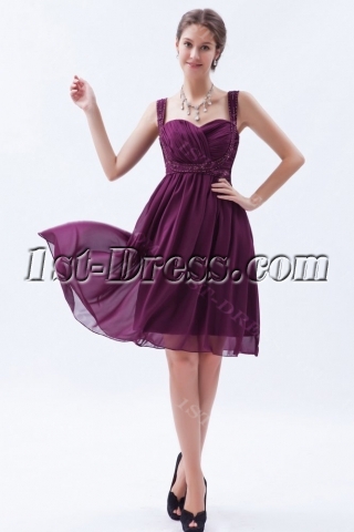 Fabulous Grape Chiffon Graduation Dress with Sweetheart
