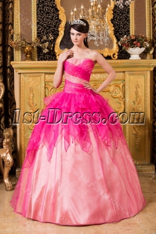 Hot Pink Unique Pretty Quinceanera Gowns