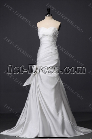 Ivory Sheath Satin Casual Wedding Dress