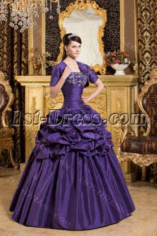 Noble Purple Princess Quinceanera Gown with Short Boleros