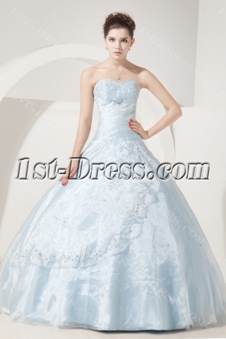 Sky Blue Embroidery Pretty 2012 Quinceanera Dresses