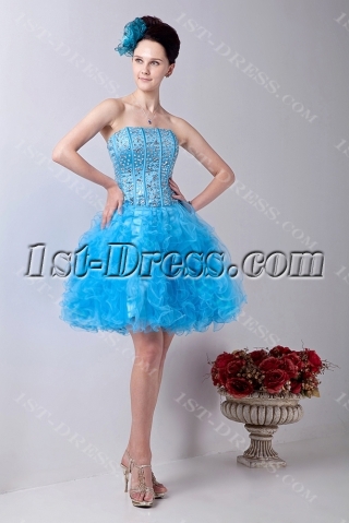 Turquoise Gorgeous Short Quinceanera Dress with Ruffle
