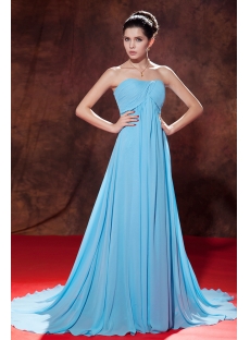 Aqua Red Carpet Long Chiffon Empire Celebrity Dress