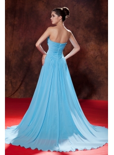 Aqua Red Carpet Long Chiffon Empire Celebrity Dress