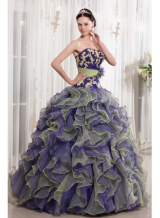 Beautiful Colorful Ruffle Quince Dress 2014 Spring