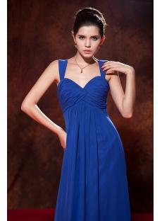 Beautiful Royal Blue Chiffon Long Prom Dress for Pregnant